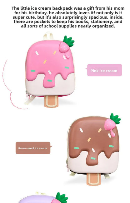 Ice Cream Children's Backpack Fashion Princess Schoolbag Kindergarten Baby Shoulders Bag 3D Cute Bookbag Kids Birthday Gifts