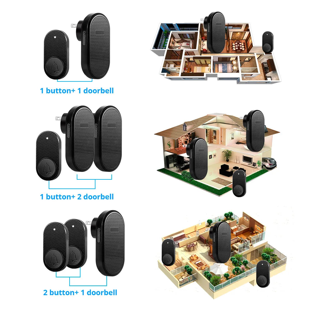 M558 Wireless Smart Doorbell Welcome Home Security Alarm Door Bell with 33 Songs 4 Levels Adjustable Volume Easy Installation