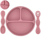 Silicone Baby Dining Plate With Spoon Fork Children Dishes Suction Plate for Toddlers Kid Training Feeding Sucker Bowl BPA FREE