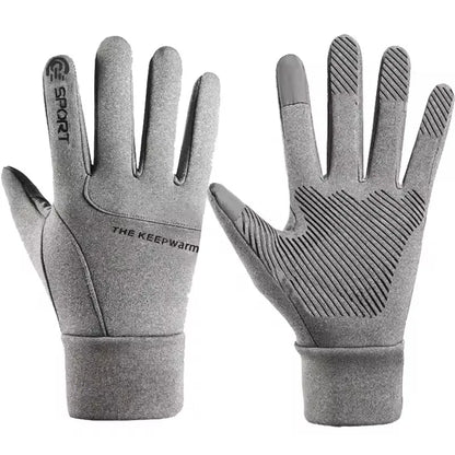 Men Winter Outdoor Warm Full Finger Gloves Waterproof Anti-Slip Touch Screen Compatible Cycling Sports Gloves Thickened Warm