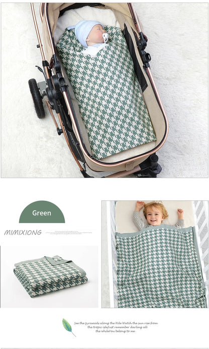 Baby Blankets Newborn Cotton Swaddle Wrap Plaid for Infant Kids Boys Girls Ultra-Soft Reversible Knitted Toddler Receiving Mats