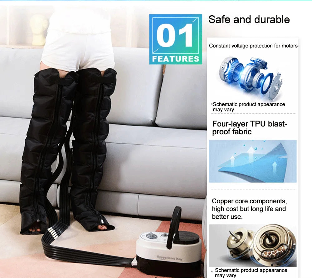 Thigh Air Compression Pressure Massager Home Use Relieve Varicose Veins Leg Massager Machine Promote Blood Circulation Relieve