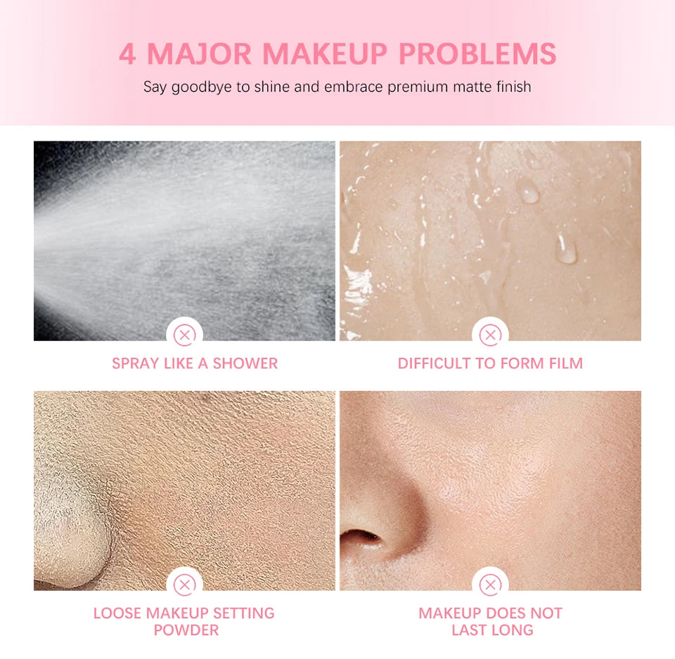 Waterproof Mattifying Setting Spray Glossy Matte Base Makeup Control Oil Non-Sticky Waterproof Make-up Fixer Spray For All Skin