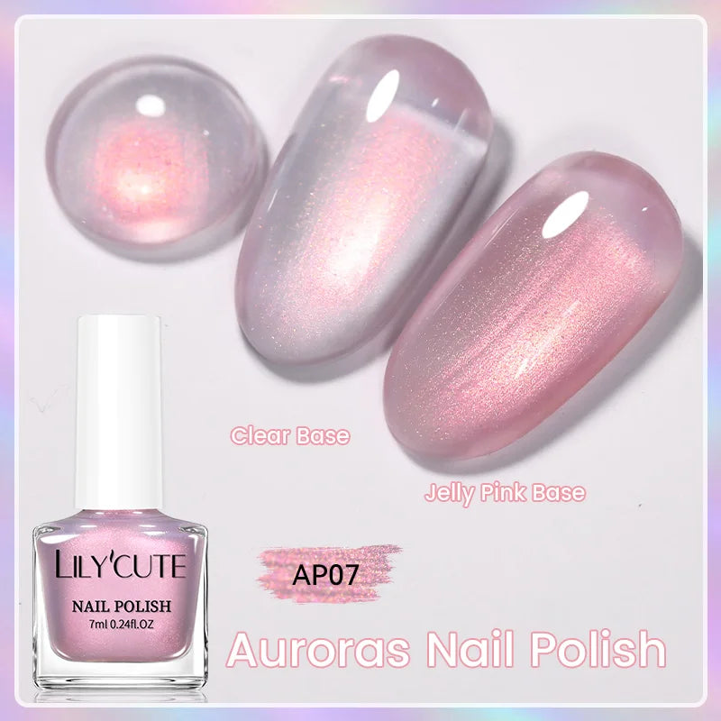LILYCUTE 7ml Glitter Nail Polish Colorful Bright Sparkling Glitter Pearl Nail Art DIY Decoration No Need of Lamp to Cure