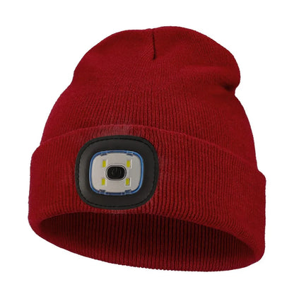 For Woman Cap Night Running Fishing Riding Sports Teenager Beanies Winter Men Beanie Hat with LED Light Rechargeable Knitted Hat