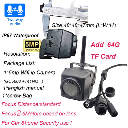 Camhi 2MP 5MP Mini Waterproof IP67 TF Card Slot 940NM IR Night Vision IP Camera Wifi Outdoor For Car Vehicle Fleet&Bird Nest