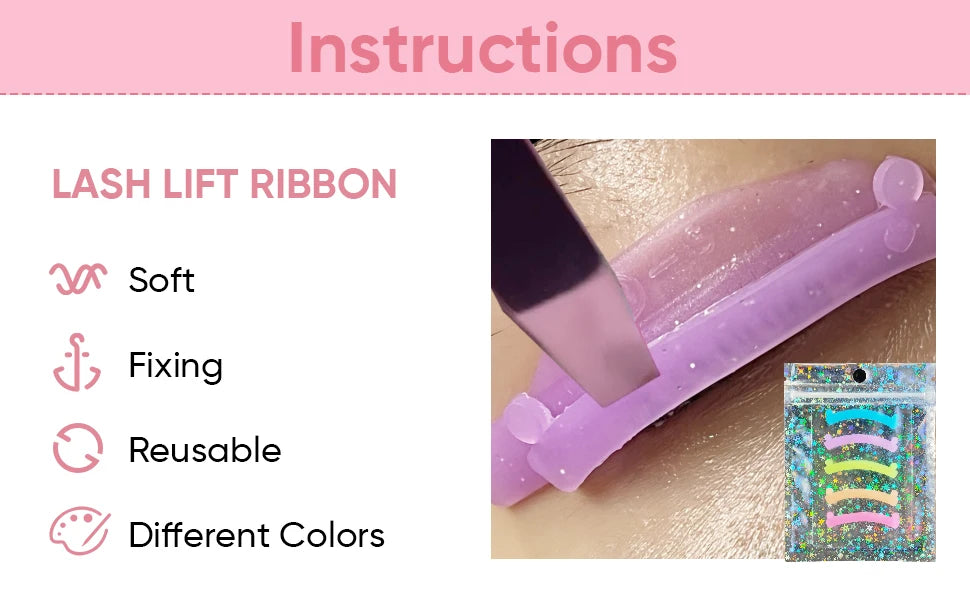 Lomansa 5 Color 10pc Silicone Eyelash Rods Softening Colorful Lash Lift Ribbon Perm Multi-Functional Eyelash Lifting Makeup Tool