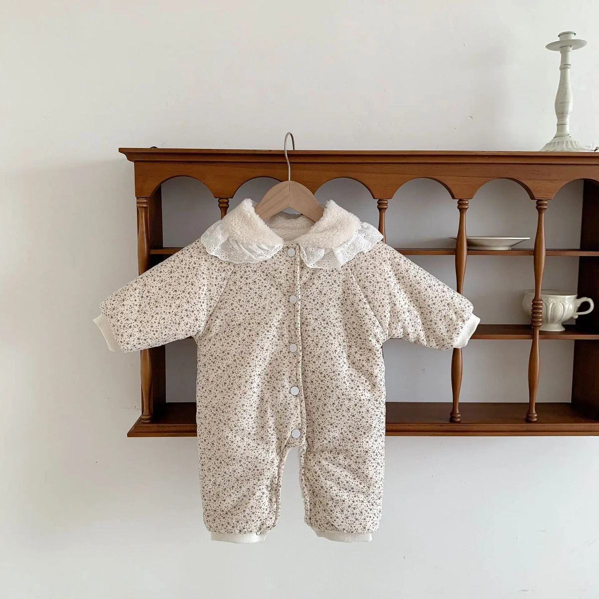 Korean Baby Cotton Jumpsuit Thickened Hooded Romper Plush Warm Autumn Winter Newborn Clothes Floral Princess Bodysuit Ropa Bebe
