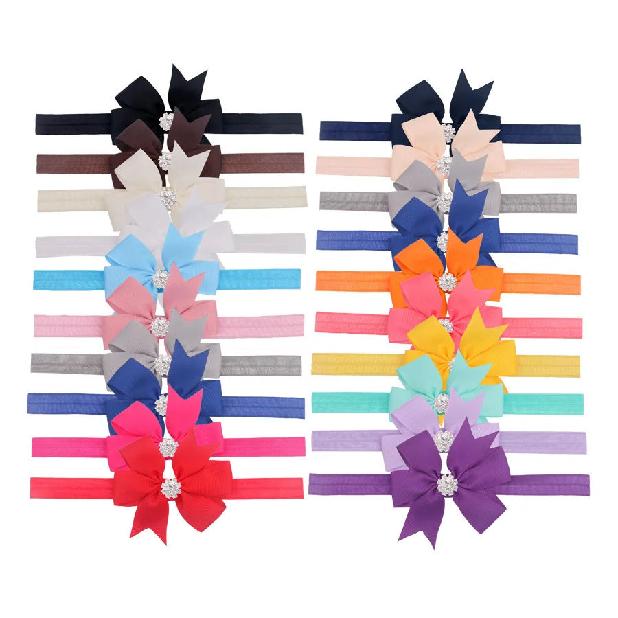 1 Piece Baby Headband Girl Bandage Ribbon Bowknot Infant Kids Hair Accessory Newborn Bow Crystal Toddler Band Headwear