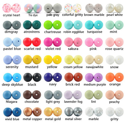 LOFCA 15mm 20pcs/lot Silicone Loose Beads Safe Teether Round Baby Teething Beads DIY Chewable Colorful Teething For Infant