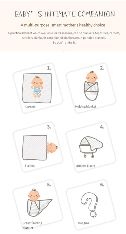 Baby Blankets Newborn Cotton Swaddle Wrap Plaid for Infant Kids Boys Girls Ultra-Soft Reversible Knitted Toddler Receiving Mats