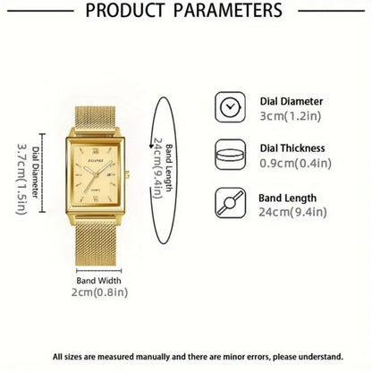 2 Piece/Set Fashion Casual Men's Watch Set Alloy Dial Strap Stylish Square Men's Watch with Date Display Ideal for Gift Giving