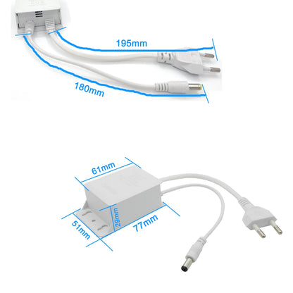 2pcs Power Adapter EU Outdoor Waterproof AC 100-240V Input DC 12V Volt Output Supply Charger Europe Universal Adapter Converter