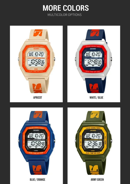 SKMEI 2282 Watches For Men Women 5Bar Waterproof Stopwatch Countdown Wristwatches Reloj Hombre Fashion Digital Sport Electronic