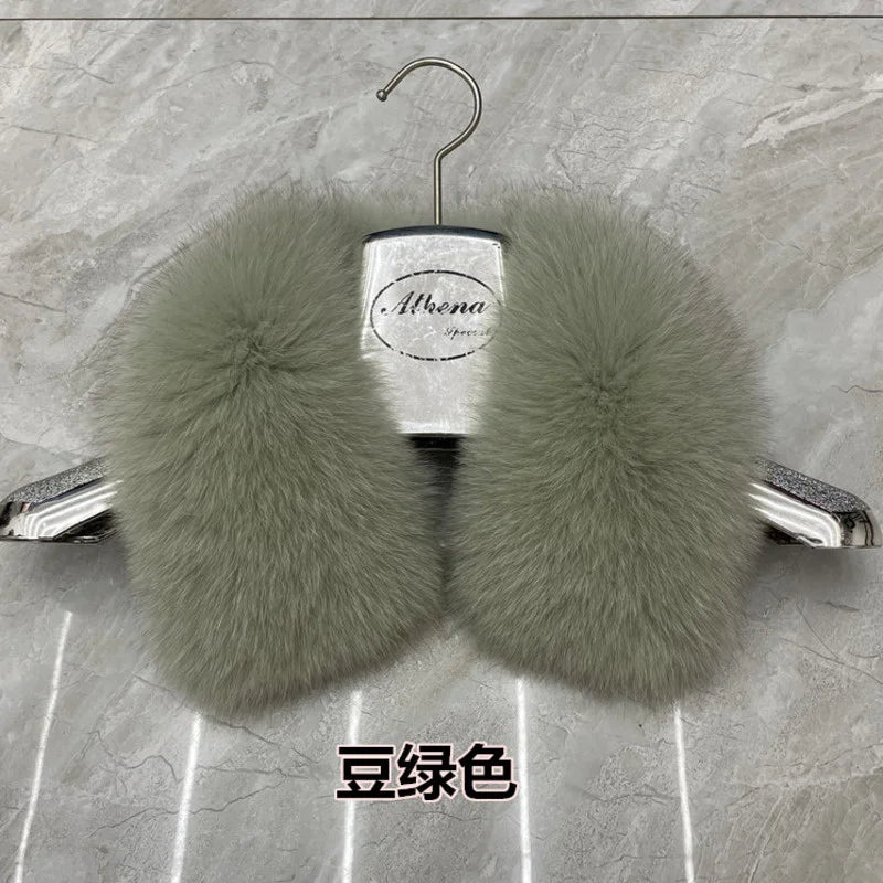 Real Fox Fur Collar Winter Men And Women's Fox Fur Square Collar Natural Fur Scarves For Ladies Neck Warmer Fur Scarf Shawls