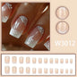 Blue French 24 Pcs Press on Nails Pink Gradient Fake Nails Glossy Artificial Finger Manicure Reusable False Nails