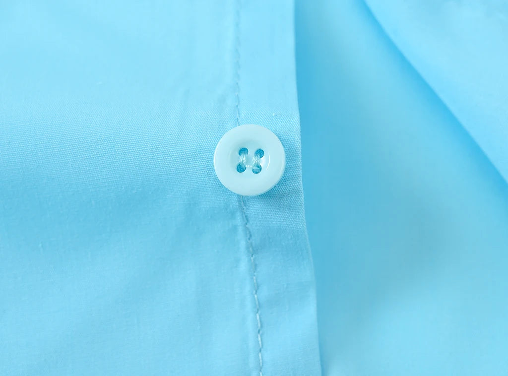 Children's Shirt in the Spring and Autumn New Boys and Girls Suit Collar Shirt Children's Pure Color Long Sleeve Shirt