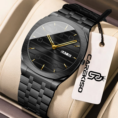 CAREKISO Luxury Fashion Men Clock Waterproof Week Date Casual Man Wristwatch Stainless Steel Quartz Business Men's Watches Reloj