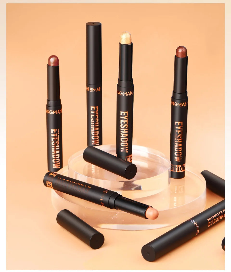 Waterproof Long Lasting Metallic Eyeshadow Sticks Satin Finish 16 Vibrant Colors Professional Makeup Pencil Crayon Set 8PCS