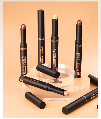 Waterproof Long Lasting Metallic Eyeshadow Sticks Satin Finish 16 Vibrant Colors Professional Makeup Pencil Crayon Set 8PCS