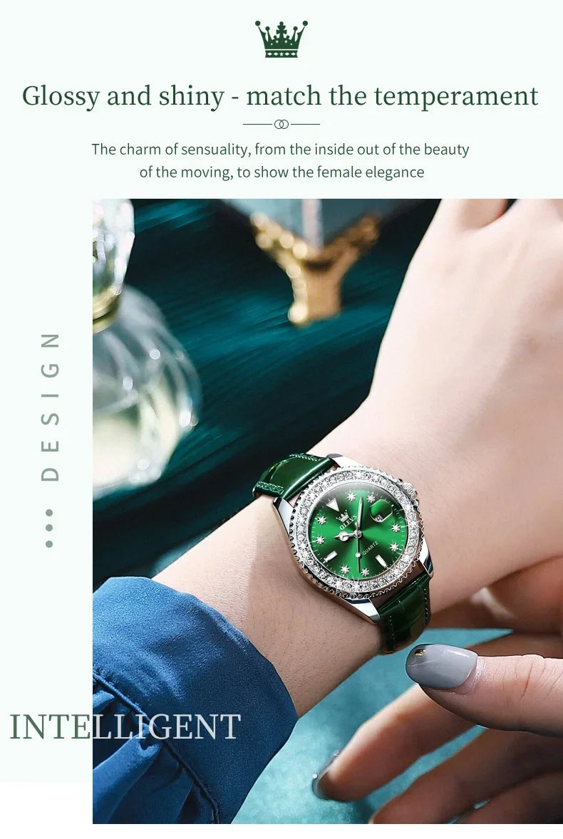 OLEVS 9945 Luxury Diamond Stainless Steel Quartz Watch for Women Elegant Ladies Waterproof Sport Women's Wristwatch Reloj Mujer