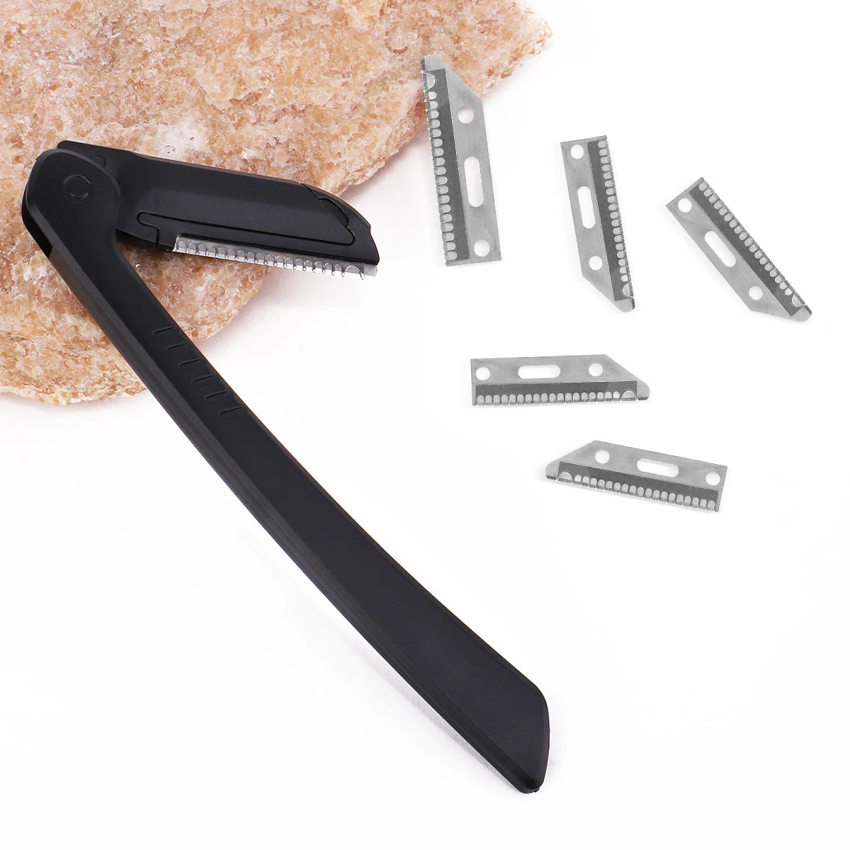 A Foldable Eyebrow Trimmer +5 Replacement Blades Combination Set Can Be Used for Eyebrow Trimming and Shaving, Which Is Unisex