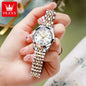 OLEVS 9970 Couple Watch For Men Women Luxury Number Dial Rhombus Mirror Quartz Hand Clock Stainless Steel Original Dress Watches