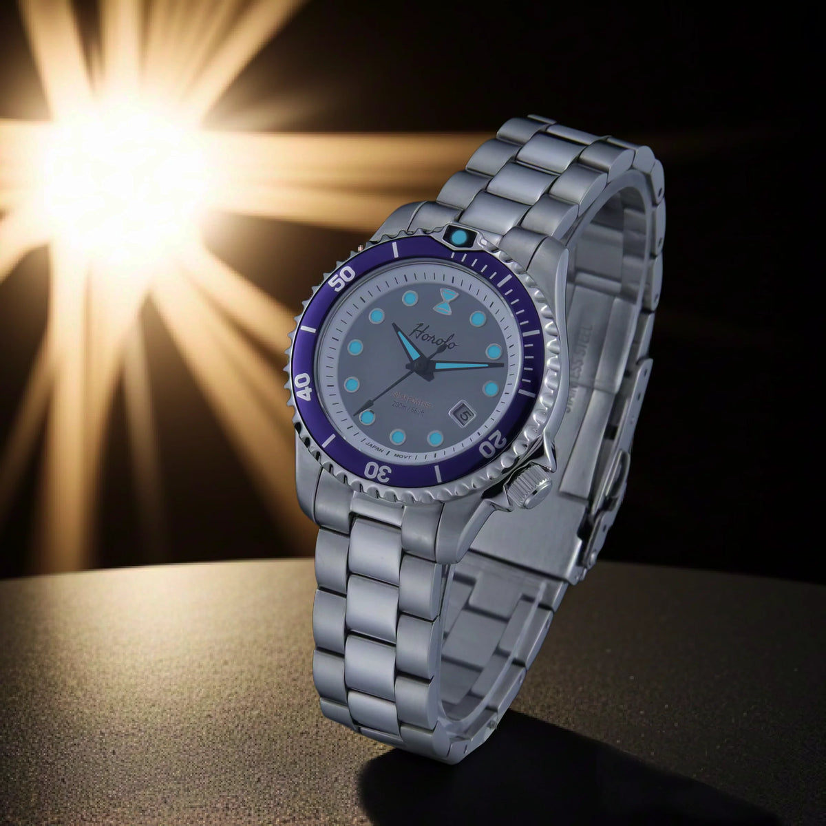 Horolo 30mm Women's Watches Japan Solar Movement Luminous Water Resistant Sapphire Stainless Steel Luxury Watch Gift For Wife