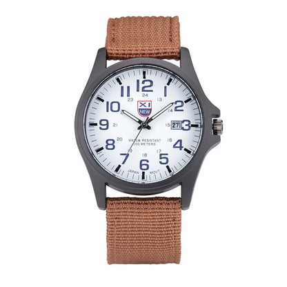 Men Genuine XINEW Brand Watches Students Fashion Casual Nylon Band Sports Army Gifts Date Quartz Wrist Watch Black Montre Homme