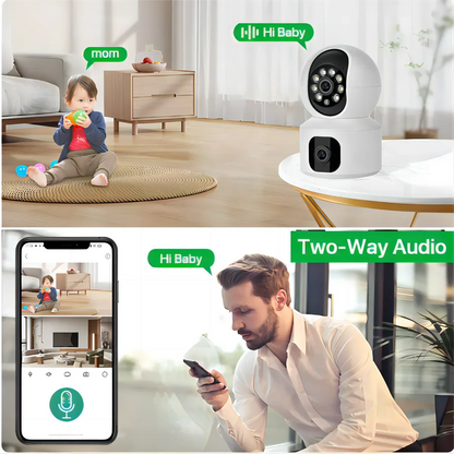 8MP 4K Wifi Surveillance Camera Wireless Security PTZ IP Camera AI Human Tracking 10X Zoom Security Camera Dual Screen Monitor