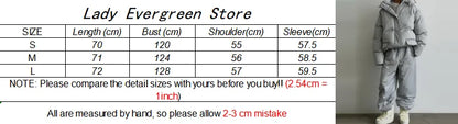 Stripe Women's Padded Cotton Coats Pant Suit Hooded Zipper Puffer Coat Loose Thick Pants 2026 Fashion Lady Autumn Winter Ski Set