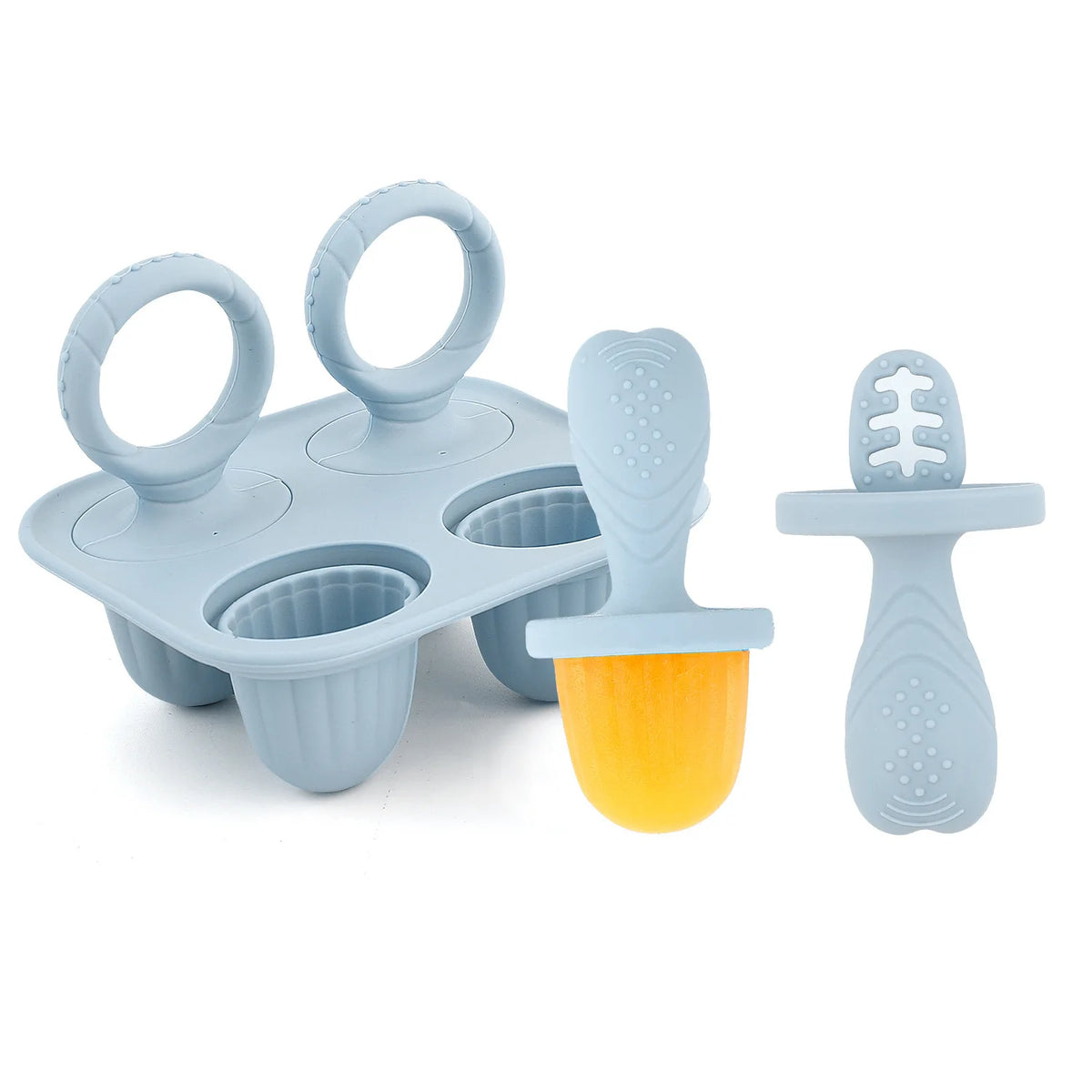 Baby Fruit and Vegetable Mold Silicone Hand Ring Popsicle Mold Baby Teething Teether Ice Cream Mold Baby Food Storage Container