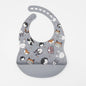 Customize Cartoon Animal Silicone Baby Bib with Name & Pattern Food-Grade Solid Feeding Bib DZ31