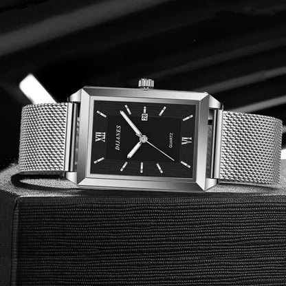 2 Piece/Set Fashion Casual Men's Watch Set Alloy Dial Strap Stylish Square Men's Watch with Date Display Ideal for Gift Giving