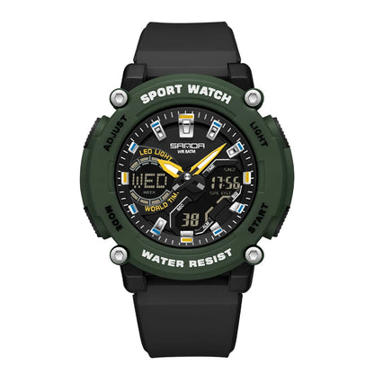 SANDA Outdoor Men's Electronic Wristwatch Large Dial Multifunctional Waterproof Luminous Alarm Military Sports Watch
