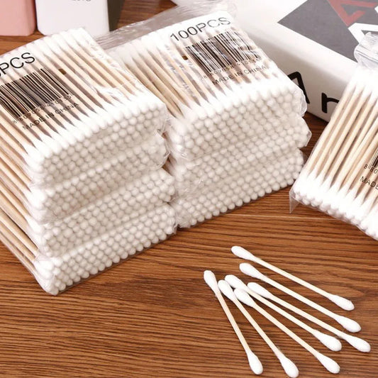 1000Count Cotton Swabs Cotton Swabs for Ears Double Round Bamboo Sticks Cotton Buds Suitable for Makeup and Cleaning HZM01