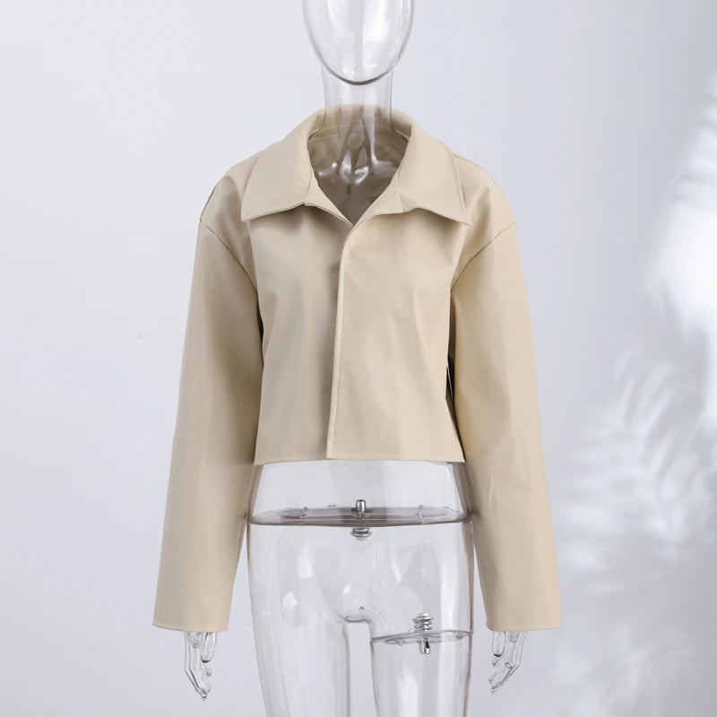 Street Pu Leather Women Jacket Elegant Long Sleeve Zippers Stand Collar Female Outwear 2026 Autumn Winter Chic Lady Coat