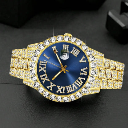 2-Piece Men's Luxury Watch Set - Classic Minimalist Large Dial Casual Versatile Quartz Watch Golden & Silvery Combination Set
