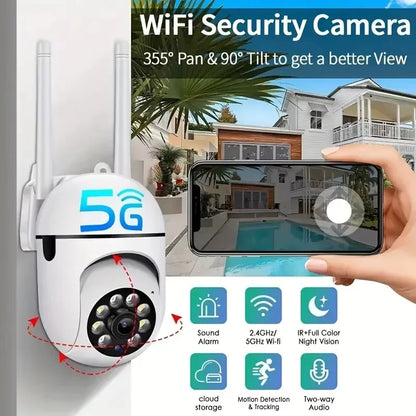 8MP Wireless IP Outdoor Security Surveillance Camera PTZ with 4X Zoom AI Human Tracking Two-way Audio HD Night Vision Color