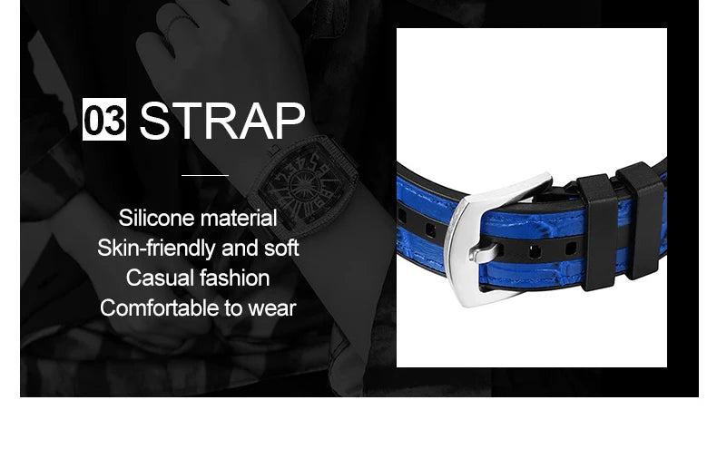 Top Brand Luxury Watch Men Classic Tonneau Case Calendar Quartz Watch for Men Male Clock Hombre Relogio Masculino 2023 New