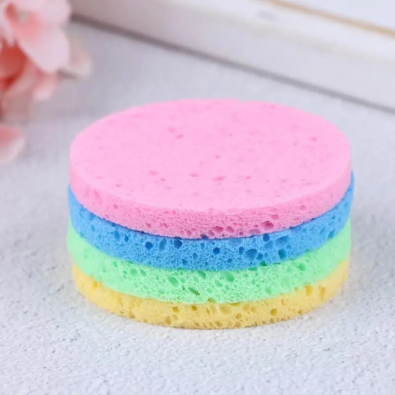 10pcs Natural Wood Sponge Compress Cosmetic Puff Facial Washing Sponge Face Care Cleansing Makeup Remover Tools