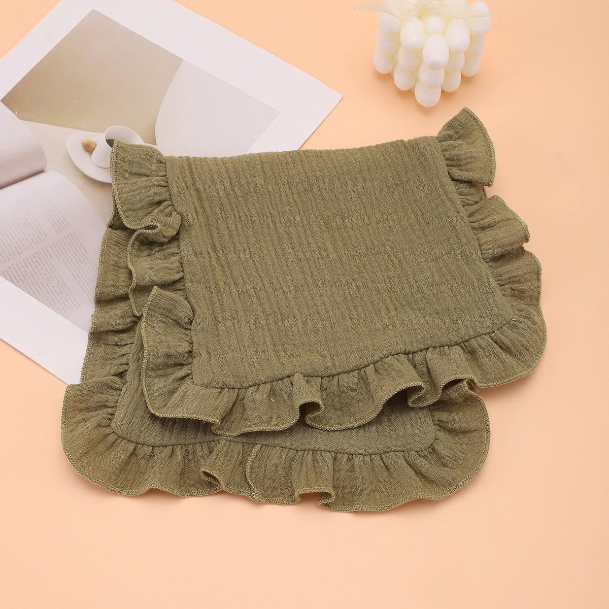 Soft Muslin Cotton Gauze Shoulder Rag Baby Burping Pad Ruffle Newborn Baby Burp Cloths