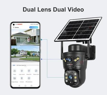 LS VISION Dual-Screen 4G/Wifi Outdoor Solar Camera Security 4K PIR Human Tracking CCTV Surveillance Camera V380 Pro Waterproof