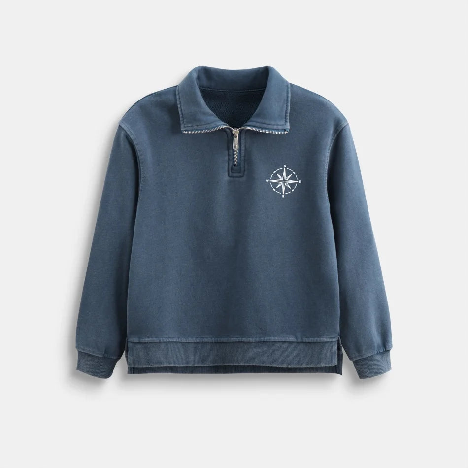 2026 Ali Plus new AW26 Compass Collection Dusty pink Muted blue washed denim oversized sweatshirt kids girl boy baby clothing