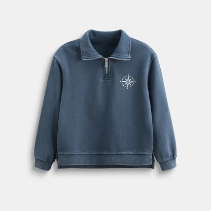 2026 Ali Plus new AW26 Compass Collection Dusty pink Muted blue washed denim oversized sweatshirt kids girl boy baby clothing