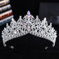 Trendy Baroque Sky Blue Rhinestone Crystal Queen Crown Wedding Tiara Women Beauty Pageant Diadem Bridal Hair Accessories Jewelry