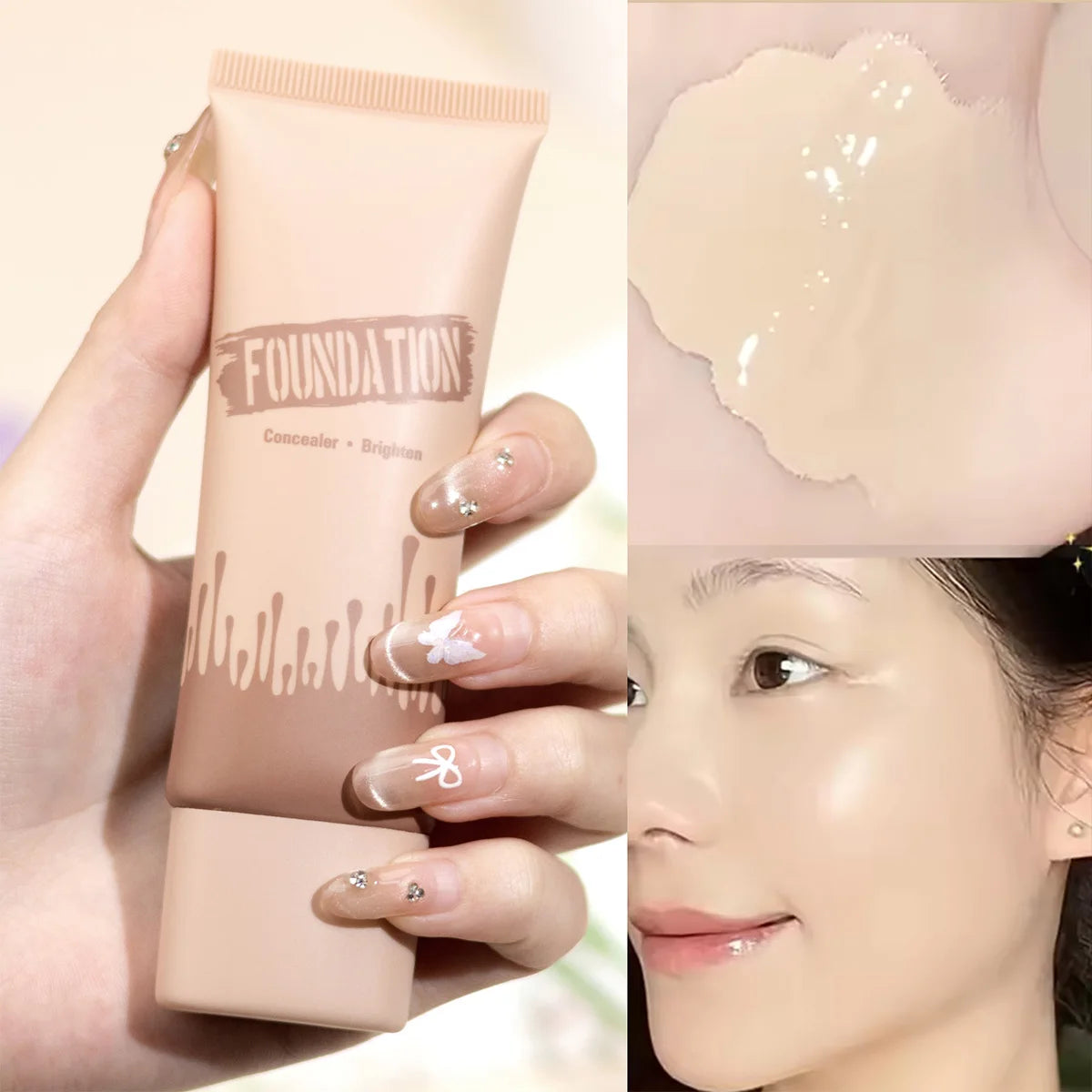Full Coverage Foundation, Matte Finish Oil-control Liquid Foundation, Covering Blemishes And Dark Spot, Concealer Cream