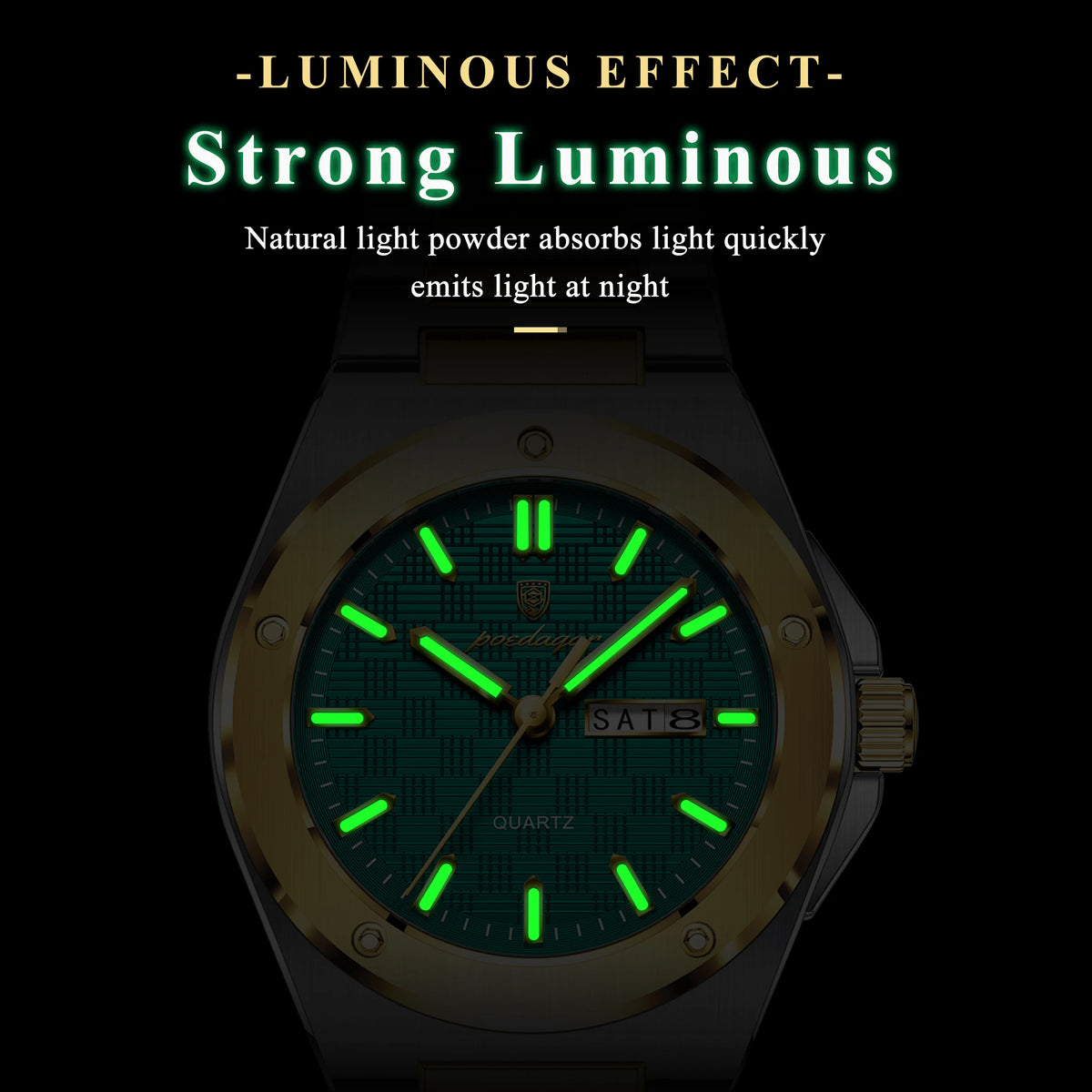 POEDAGAR High Quality Men Clock Date Week Waterproof Fashion Watch For Man Stainless Steel Luxury Men's Quartz Watches Reloj+Box