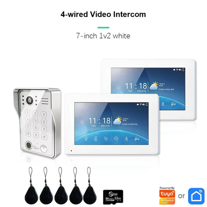 ANJIELO Tuya WiFi 5-in-1 Fingerprint Unlocking Video Intercom System, Suitable For Homes, With 1080P HD Security Protection