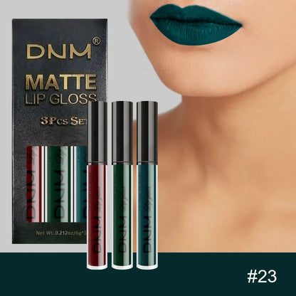 DNM 3PCS Liquid Lipstick Sets Waterproof Matte Black Blue Purple Blue Sexy Lip Gloss Long Lasting Nude Lip Tint Stain Makeup Kit